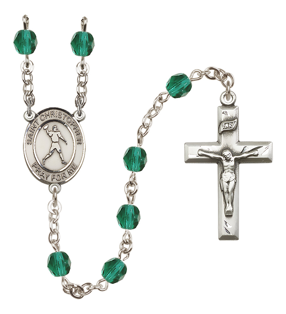 Saint ChristopherFootball R6000-8151 6mm Rosary Zircon 196$